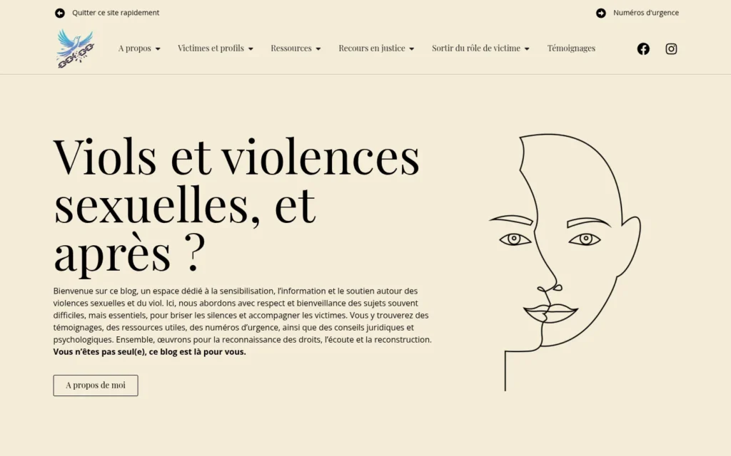 Page d’accueil du site Après Violences Sexuelles