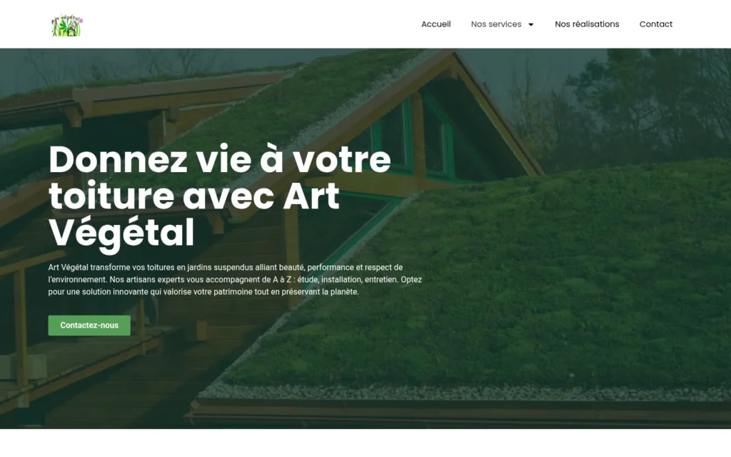 Page d’accueil du site Art Végétal