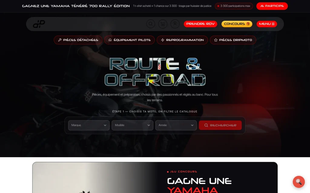 Page d’accueil du site Dripmoto