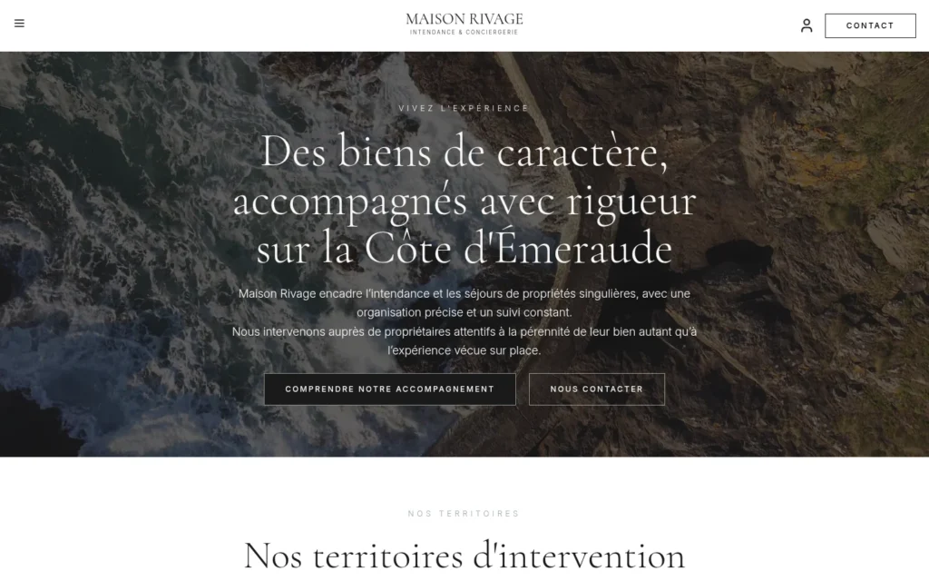 Page d’accueil du site Maison Rivage