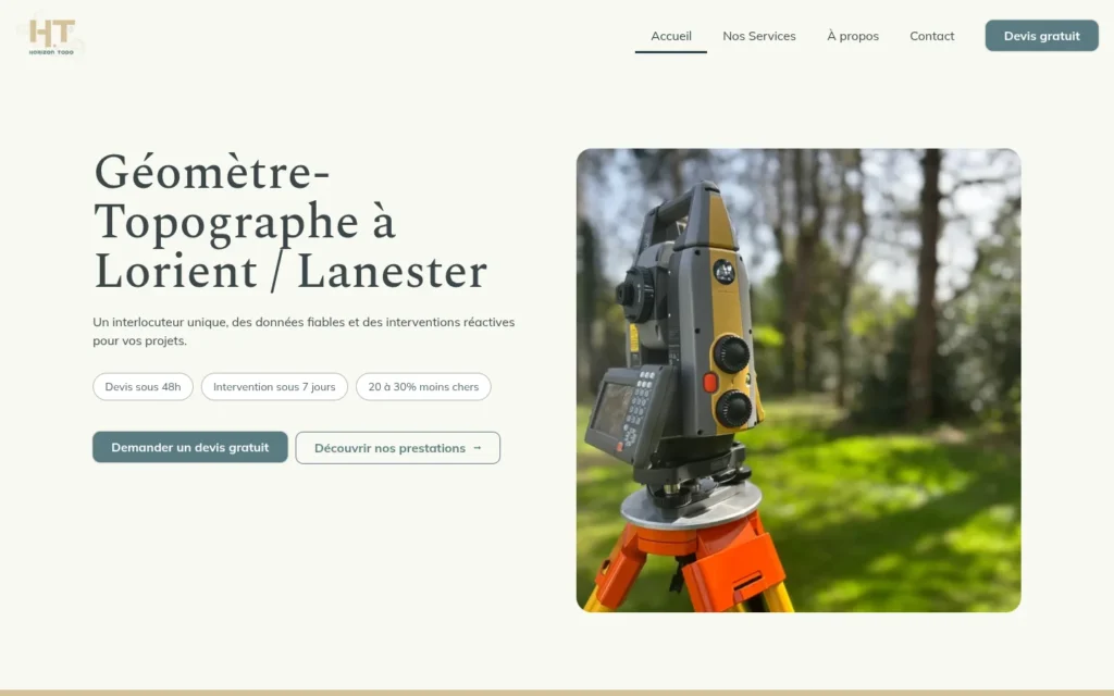 Page d’accueil du site Horizon Topo