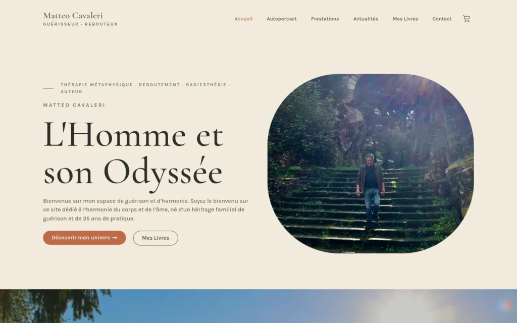 Page d’accueil du site Matteo Cavaleri