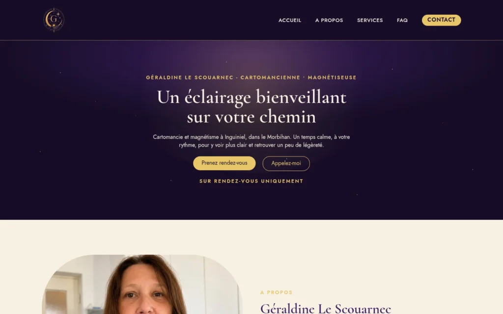 Page d’accueil du site Géraldine Le Scouarnec sur ordinateur